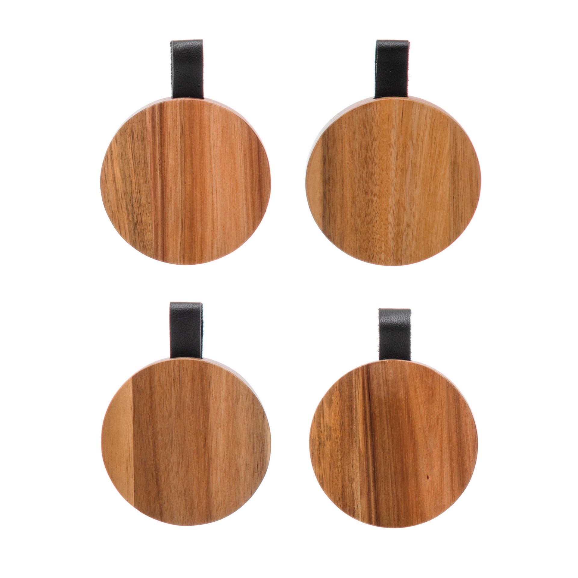 Bloomingville Round Acacia Wood Coaster Set